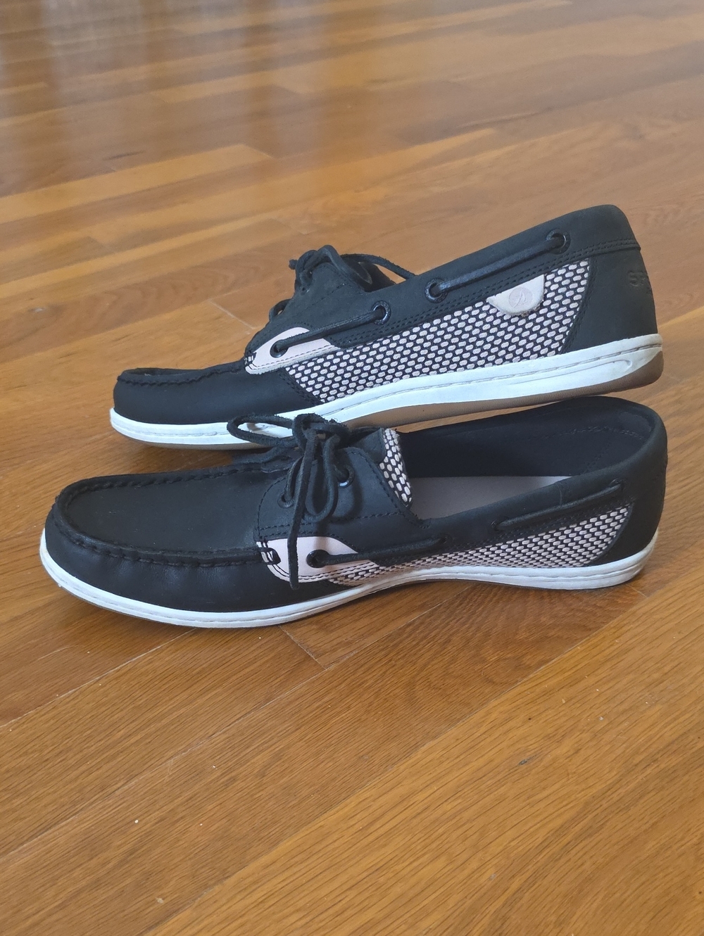 Sperry Black and White Boat Shoes